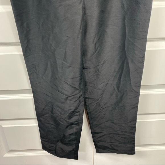 Lauren Ralph Lauren 100% Silk Pants sz 14 Green Label Luxury Preppy Black Wide - Picture 4 of 8